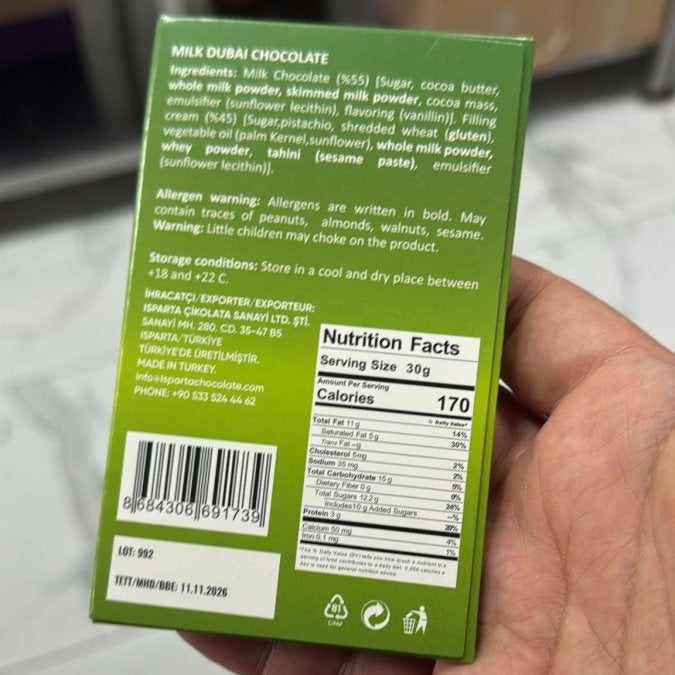 BiDu Premium Crispy Dubai Chocolate with Pistachio & Kadaif - 3.52oz (100g) - TryAladdin