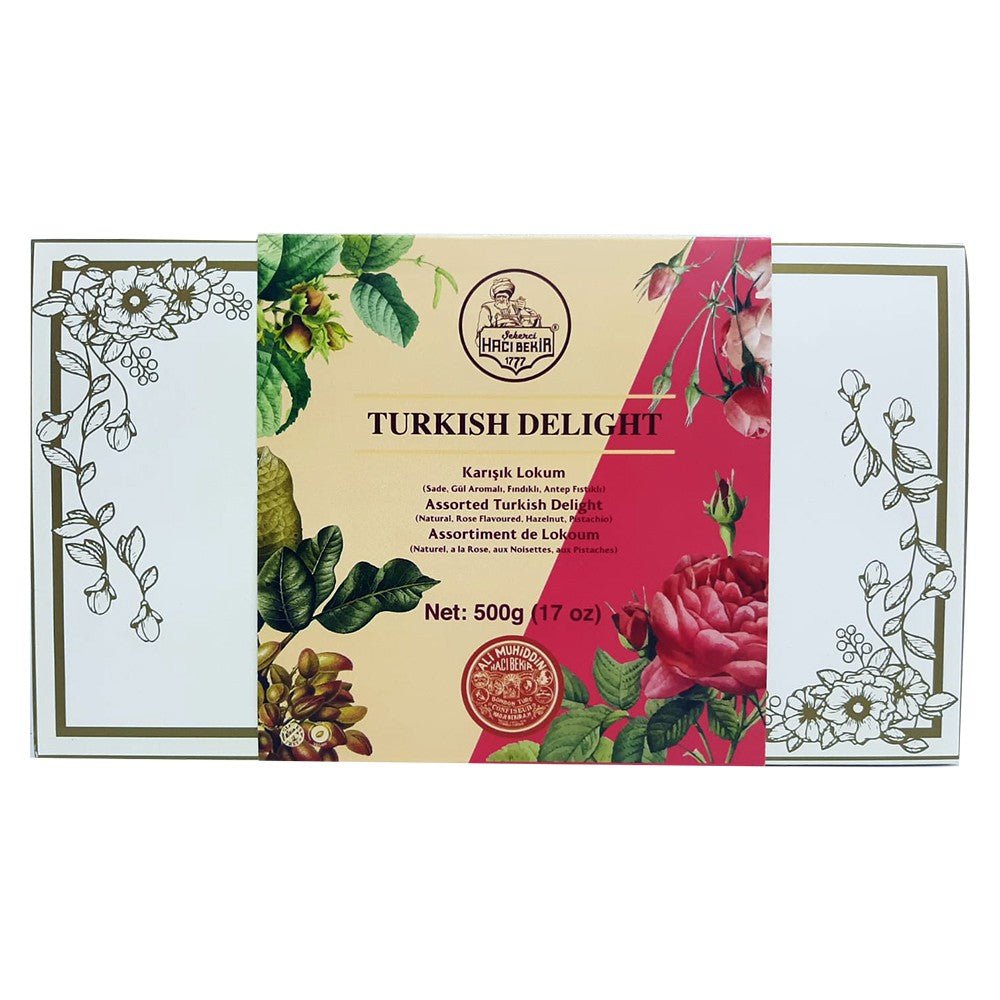 Haci Bekir Exclusive Turkish Delight Assorted - Unique Consistency Lokums (Plain/Rose/Pistachio/Hazelnut) - TryAladdin