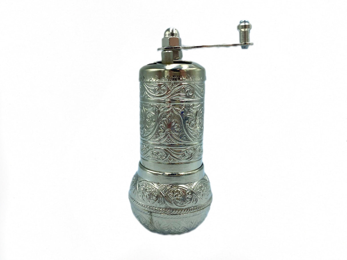 Lavina | Spice/Coffee Grinder Traditional Ottoman Style Copper Silver Color (10 cm) - TryAladdin