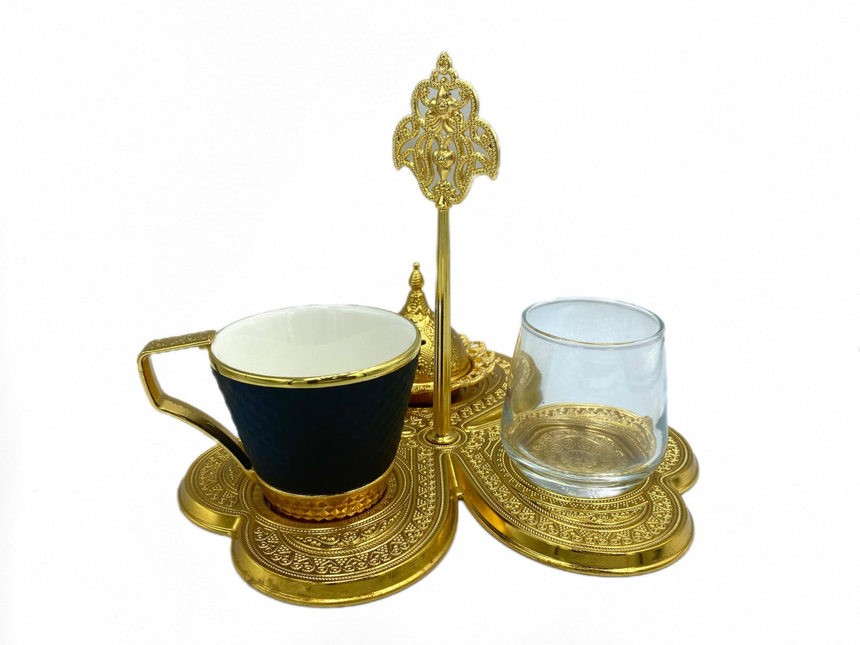 Lavina | Turkish Coffee Cup Set 3 Pieces Gold Color with Handle - TryAladdin