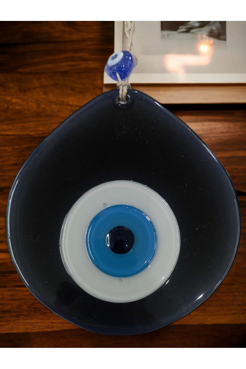 Blue Nazar Beaded Black Color Nazar Bead Drop Pattern Handmade Wall Ornament - TryAladdin