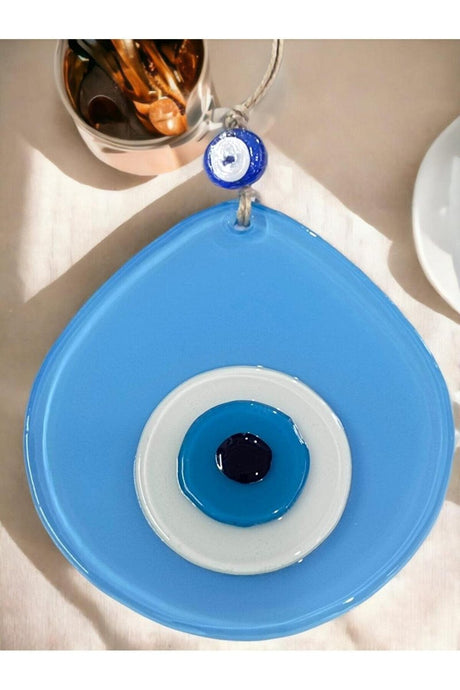 Blue Nazar Beaded Light Blue Color Drop Pattern Handmade Wall Ornament - TryAladdin