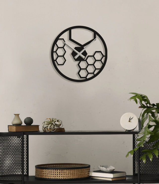 NR Dizayn | Hexagonal Decorative Metal Clock - TryAladdin