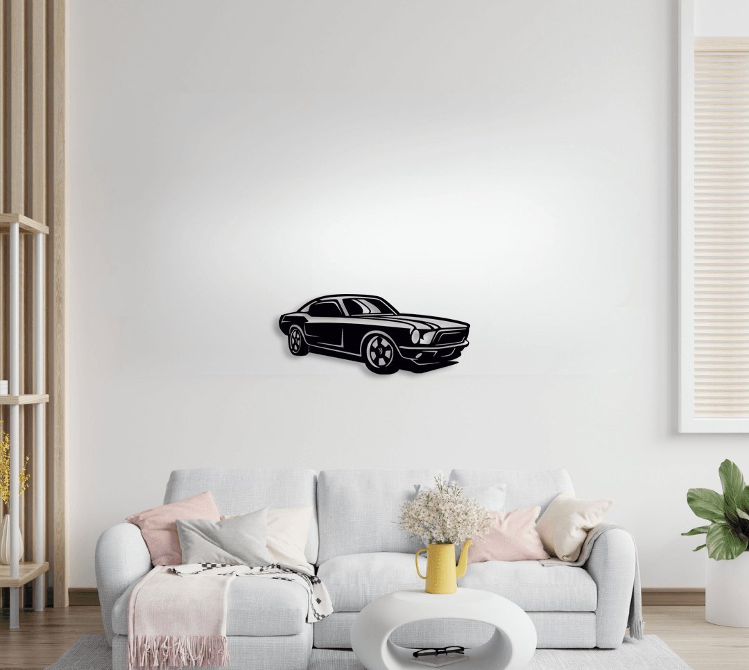NR Dizayn | Mustang Car Side View Decorative Metal Wall Art - TryAladdin