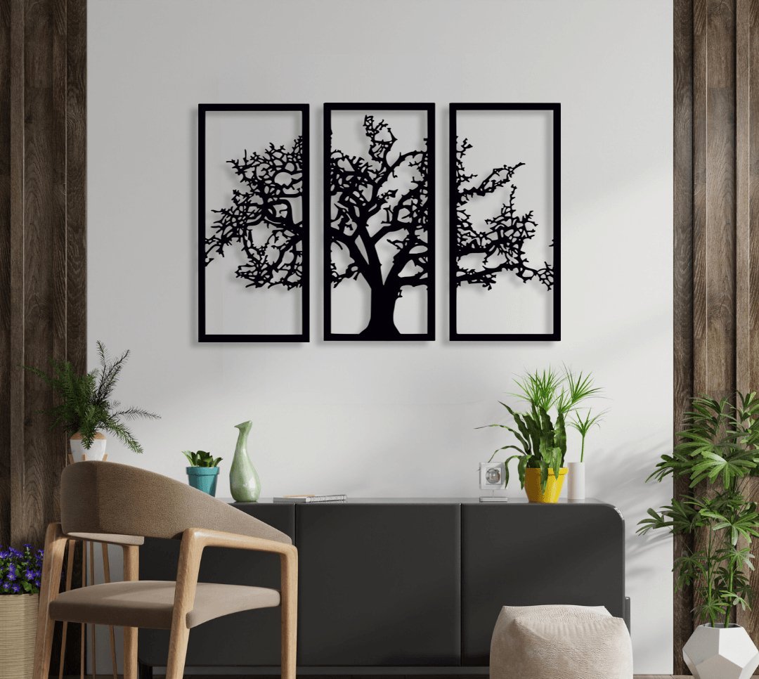 NR Dizayn | Oak Wood Decorative Metal Wall Art - TryAladdin