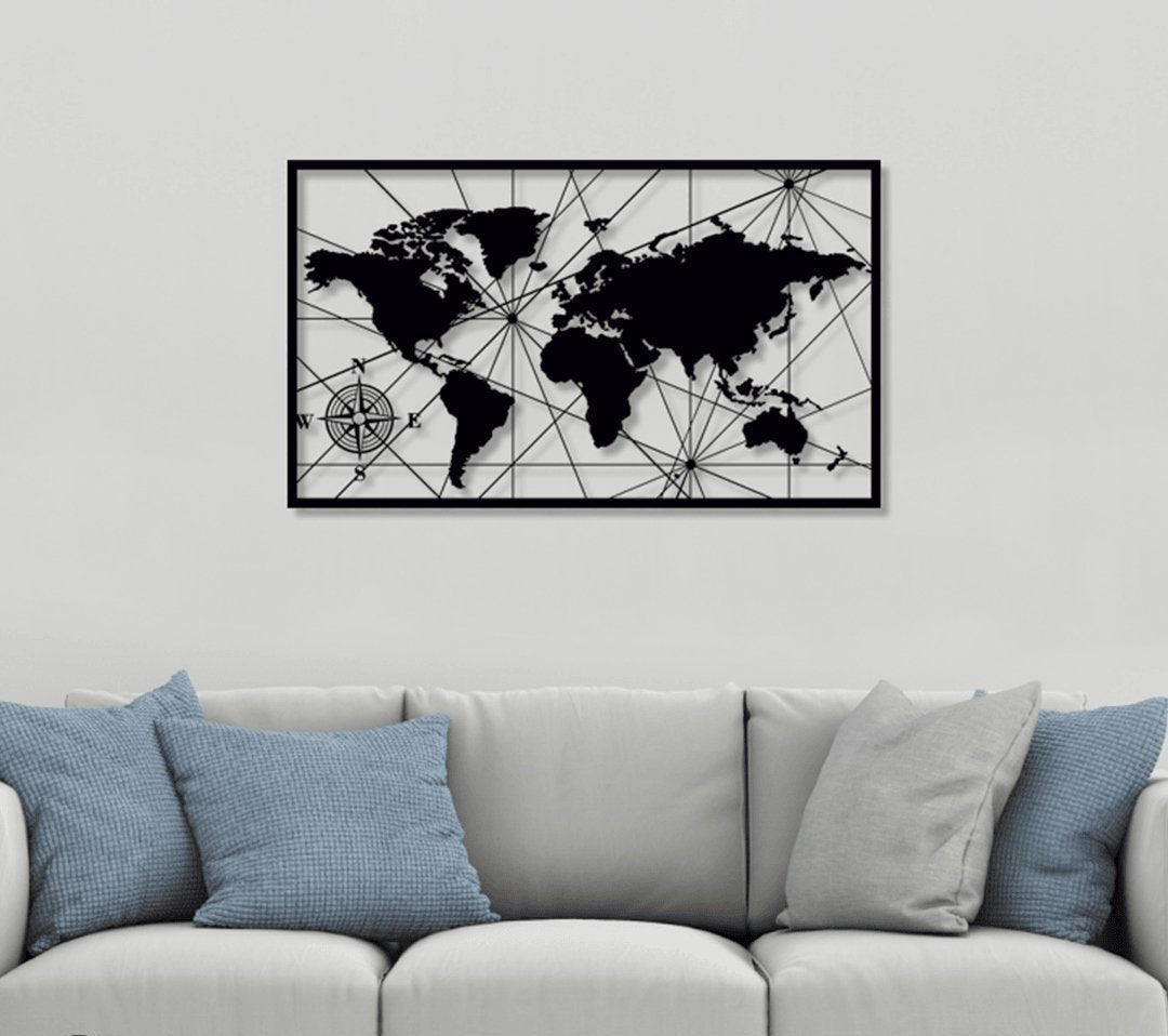 NR Dizayn | World Map Decorative Metal Wall Art - TryAladdin