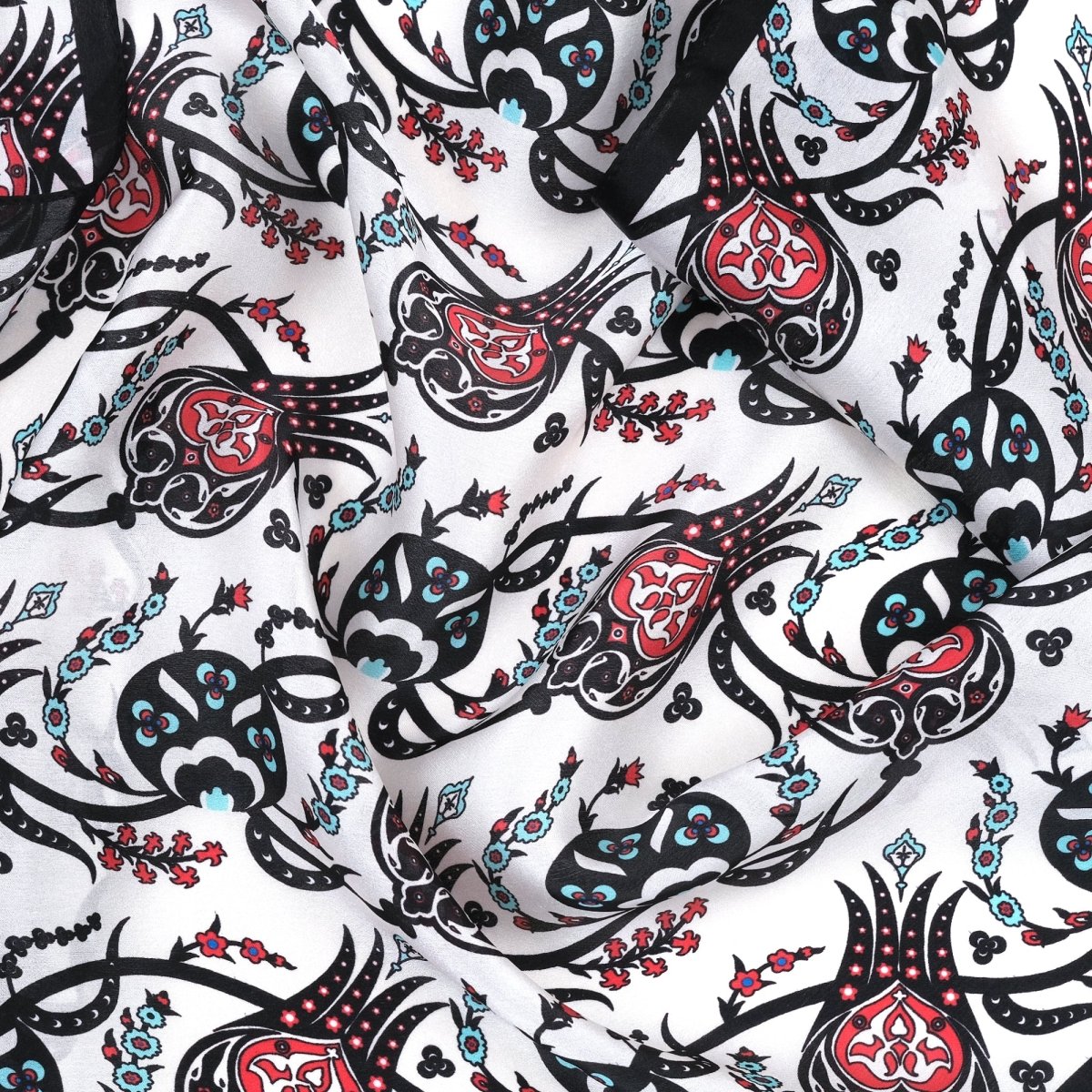 Sirali Lale Breathable Silk Scarf in Black Color - TryAladdin