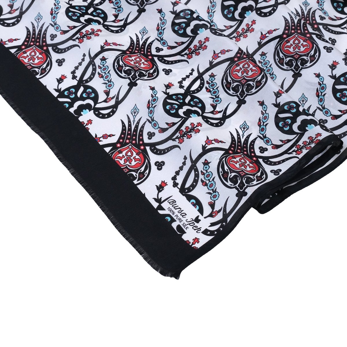 Sirali Lale Breathable Silk Scarf in Black Color - TryAladdin