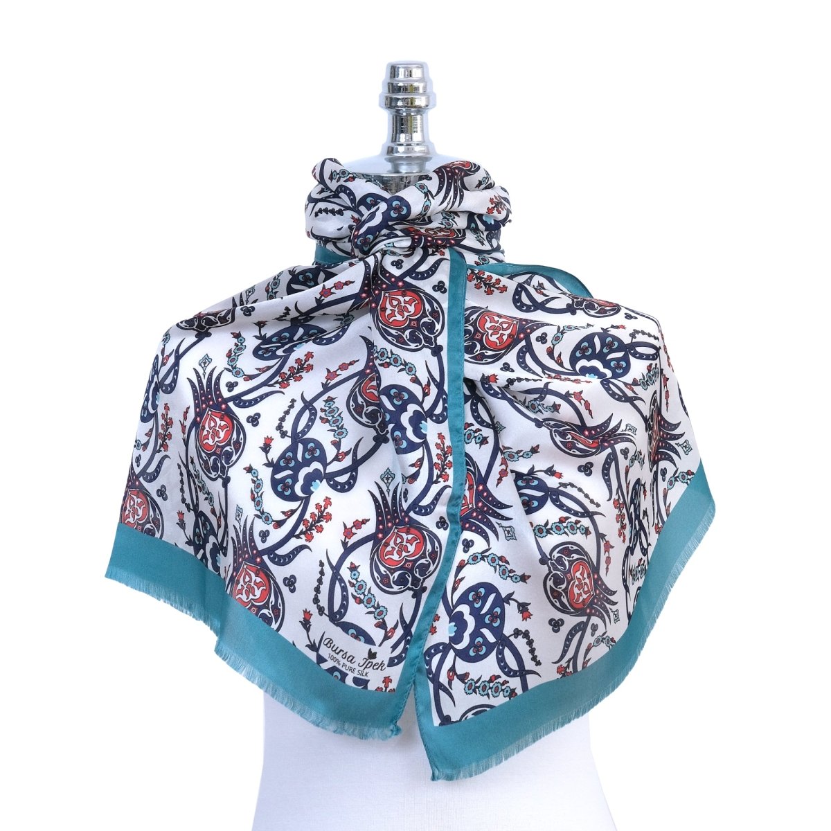 Sirali Lale Breathable Silk Scarf in Deep Sea Blue Color - TryAladdin