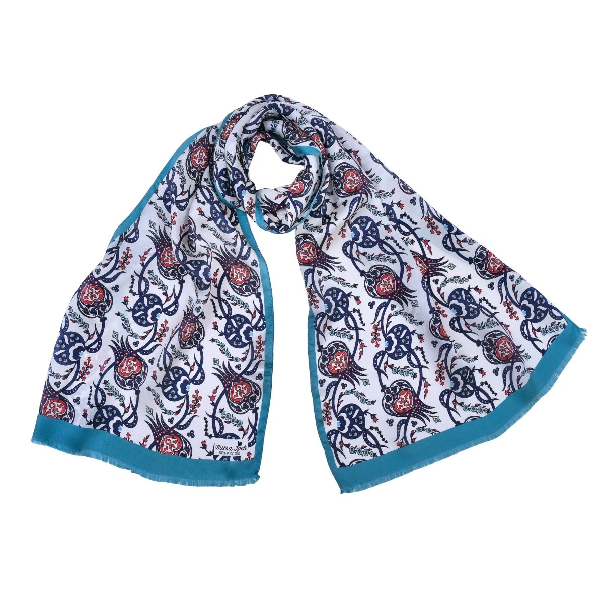 Sirali Lale Breathable Silk Scarf in Deep Sea Blue Color - TryAladdin