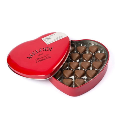 Melodi - Premium Milk Chocolate in a Heart - Shaped Red Metal Box - 400 Grams | Valentine's Day - TryAladdin