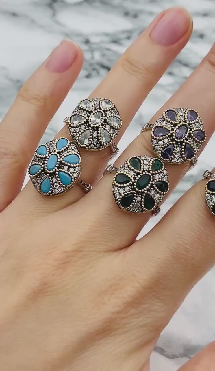 Istanbul Schmuck | Amethyst Türkisches Design Handgemachter Silberring