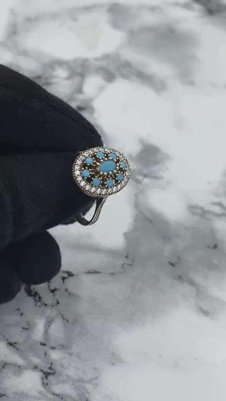 Istanbul Schmuck | Türkiser Ottomanischer Stil Handgemachter Silberring