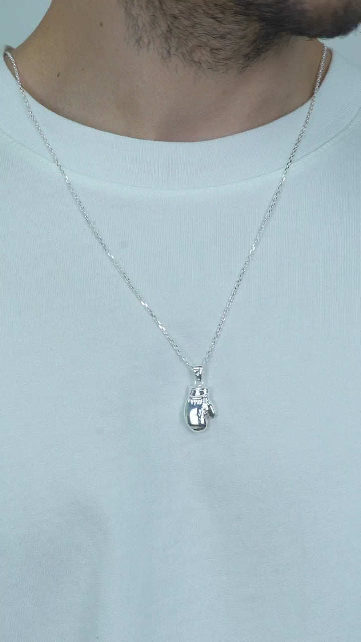 Taki | Kleine Größe Silber Boxhandschuhe Männer Halskette 55cm Kette